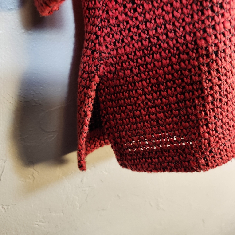 Multiples Vibrant Red Button-Up Pullover Cotton B… - image 5